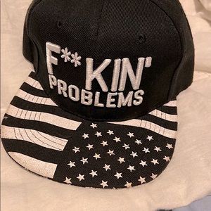 F**kin’ Problems/ American Flag snap back cap Black and white